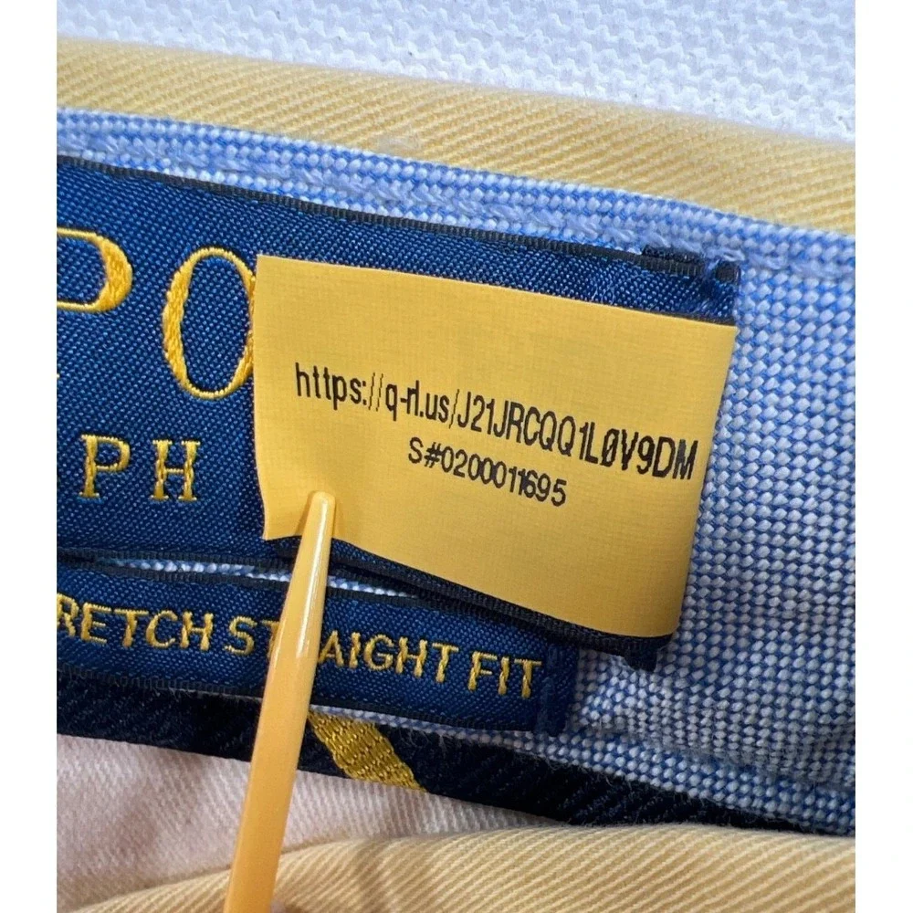 Polo Ralph Lauren Pants Chino Mens 32x32 Yellow Stretch Straight Fit